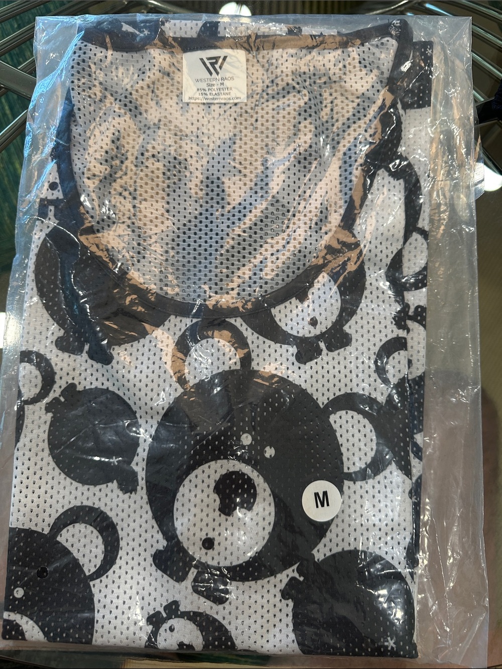 Men's NWT Siber Fuchs Tank Top with Black panda Print mesh in size medium